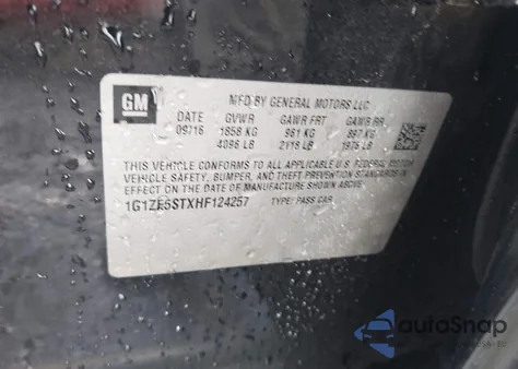 2017 Chevrolet Malibu 1Lt from USA, damaged, VIN 1G1ZE5STXHF124257